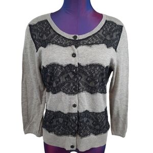 Anthropologie Gray and Black Lace Cardigan